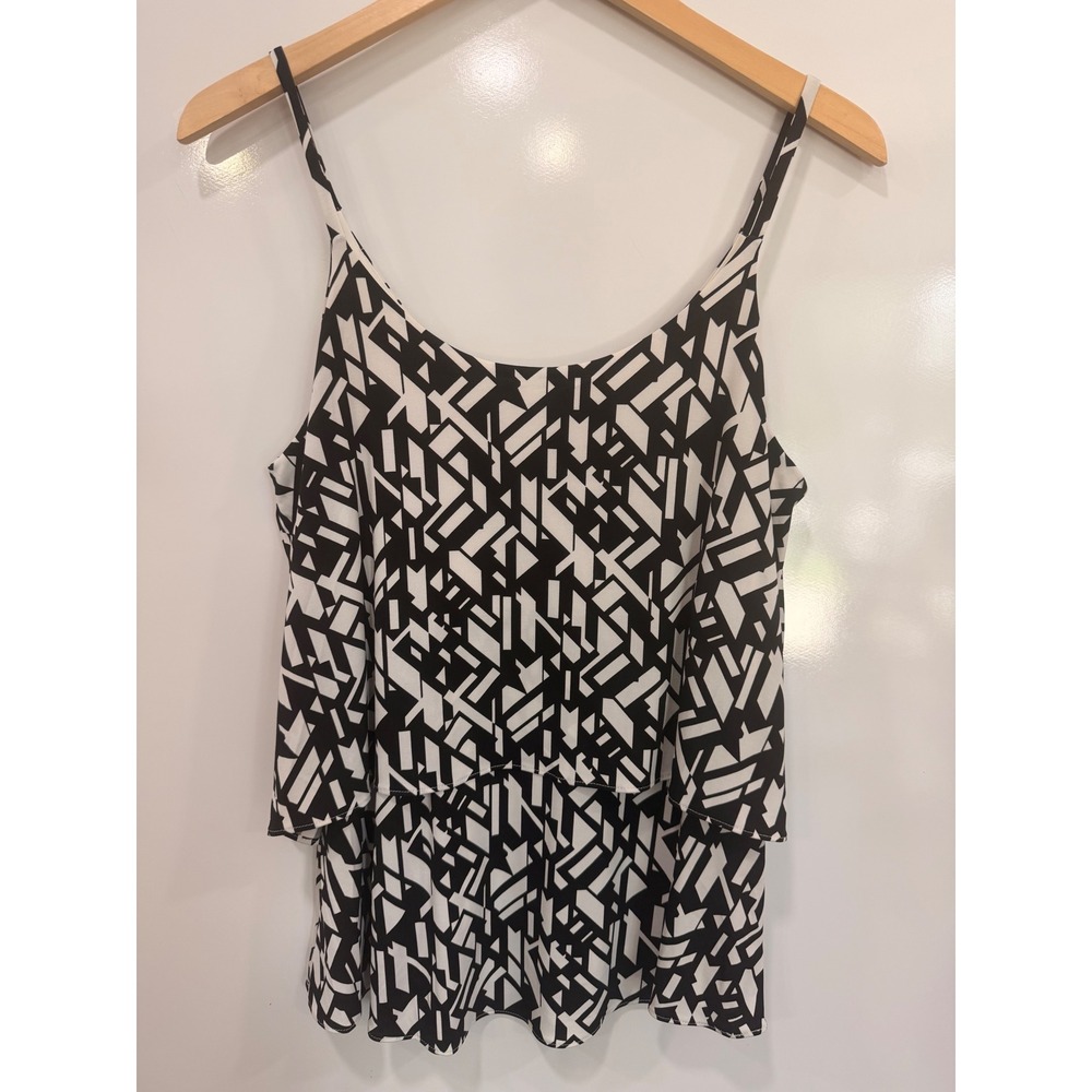 White House Black Market Geometric Tiered Cami Top Black White Small 570178861